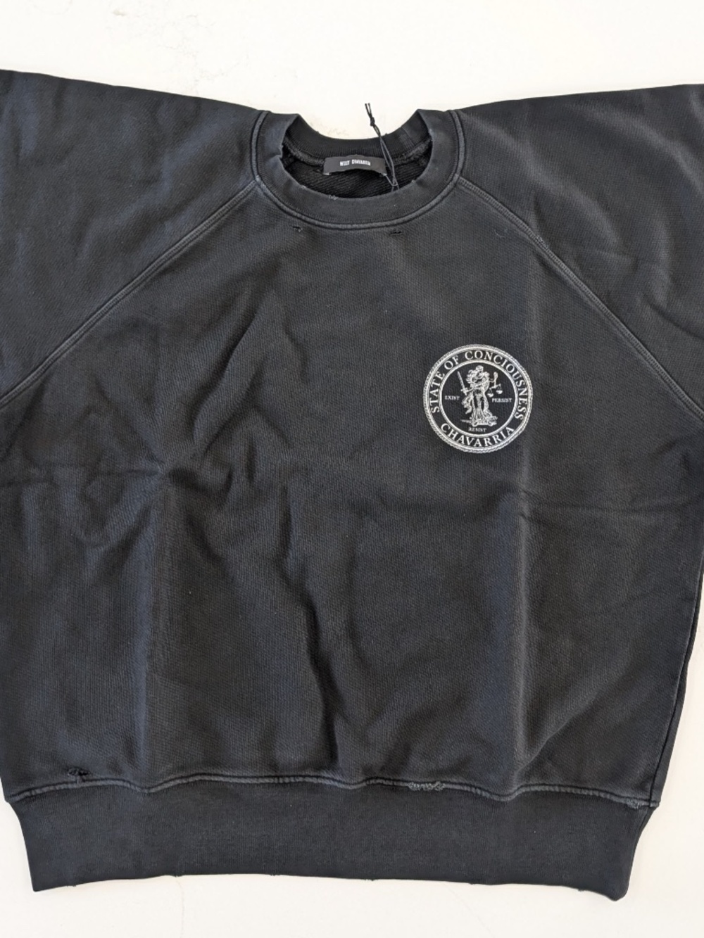 WILLY CHAVARRIA Distressed Black State of Consciousness Papi Crew Medium NWT USA